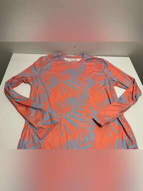 Salt Life Brand Women's size XL Coral and Blue Tropical Floral Rash guard top